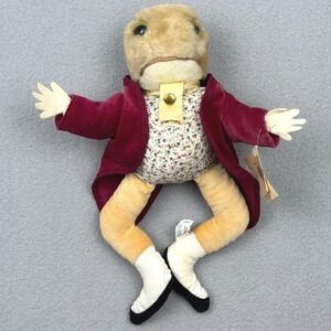 Vintage 1982 Eden Mr Jeremy Fisher Beatrix Potter Frog Red Coat Plush Toy w Tags